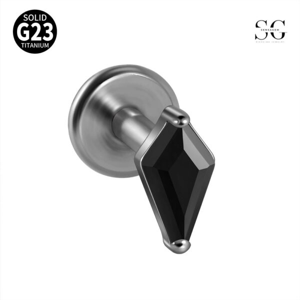 SG4009 Flat Back Labret Stud – G23 Titanium Threaded Labret with Diamond-Cut Zirconia - Image 3