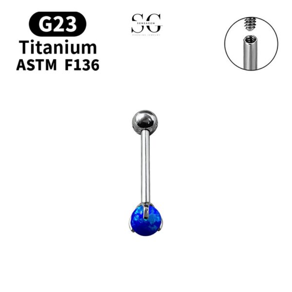 SG9001 Opal Tongue Barbell Jewelry – Cute Titanium and Stainless Steel Tongue Piercing Accessories - Image 6