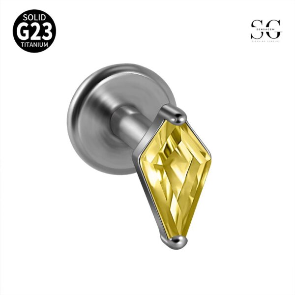 SG4009 Flat Back Labret Stud – G23 Titanium Threaded Labret with Diamond-Cut Zirconia - Image 4