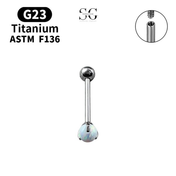 SG9001 Opal Tongue Barbell Jewelry – Cute Titanium and Stainless Steel Tongue Piercing Accessories - Image 7