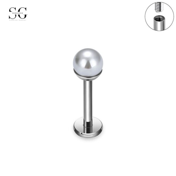 SG4007 Labret Stud Jewelry – F136 Titanium Single Zirconia Basic Threaded Labret - Image 3