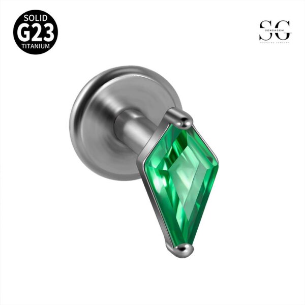 SG4009 Flat Back Labret Stud – G23 Titanium Threaded Labret with Diamond-Cut Zirconia - Image 5