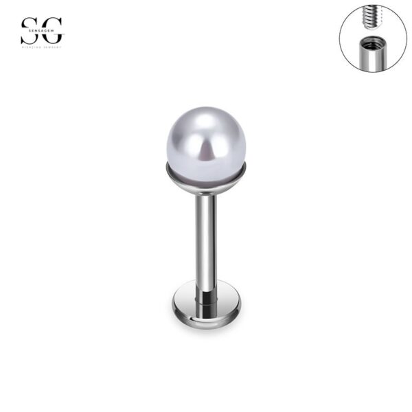 SG4007 Labret Stud Jewelry – F136 Titanium Single Zirconia Basic Threaded Labret - Image 4