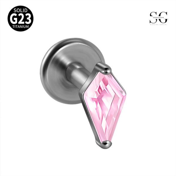 SG4009 Flat Back Labret Stud – G23 Titanium Threaded Labret with Diamond-Cut Zirconia - Image 6