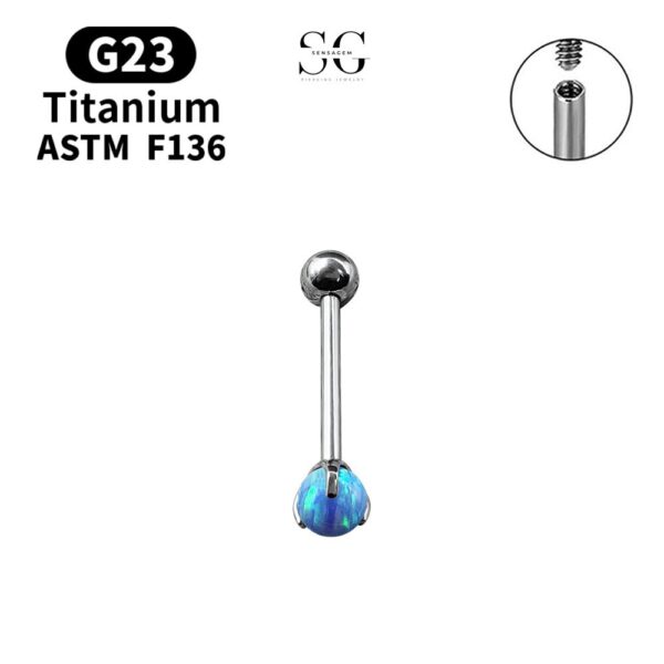 SG9001 Opal Tongue Barbell Jewelry – Cute Titanium and Stainless Steel Tongue Piercing Accessories - Image 8