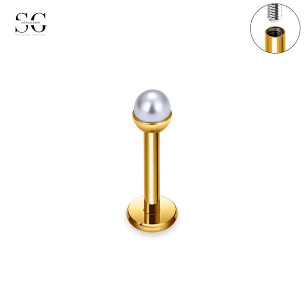 SG4007 Labret Stud Jewelry – F136 Titanium Single Zirconia Basic Threaded Labret - Image 5