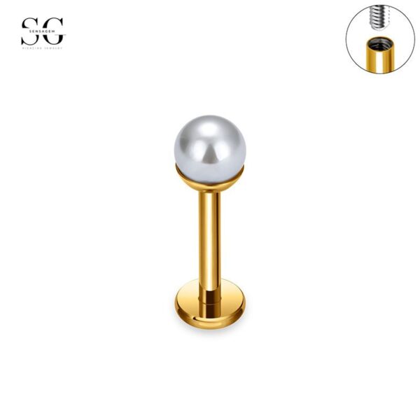 SG4007 Labret Stud Jewelry – F136 Titanium Single Zirconia Basic Threaded Labret - Image 6