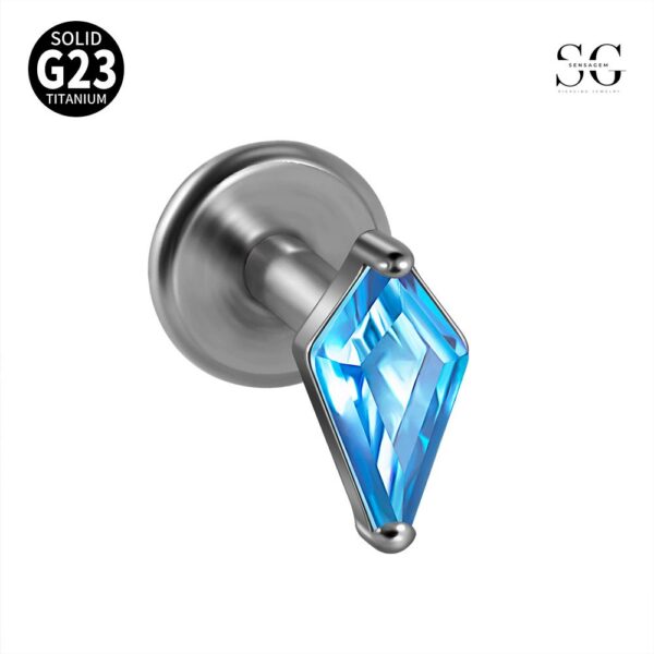 SG4009 Flat Back Labret Stud – G23 Titanium Threaded Labret with Diamond-Cut Zirconia - Image 8