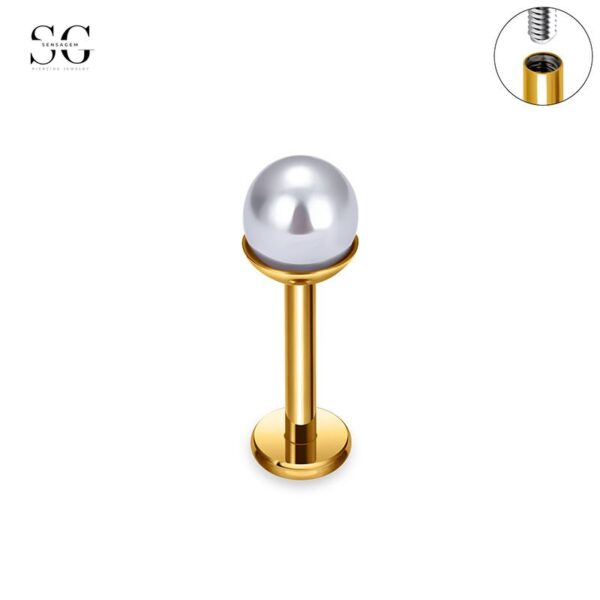 SG4007 Labret Stud Jewelry – F136 Titanium Single Zirconia Basic Threaded Labret - Image 7