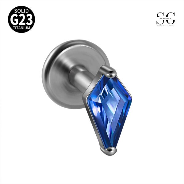 SG4009 Flat Back Labret Stud – G23 Titanium Threaded Labret with Diamond-Cut Zirconia - Image 9