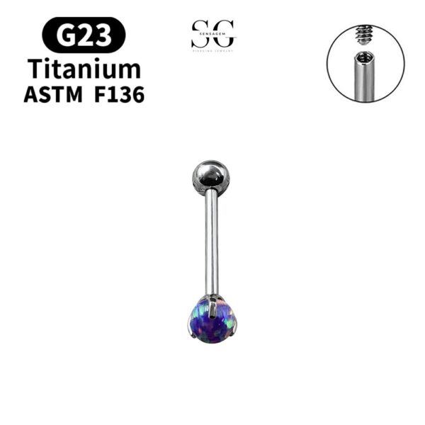 SG9001 Opal Tongue Barbell Jewelry – Cute Titanium and Stainless Steel Tongue Piercing Accessories - Image 9