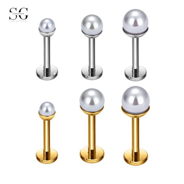 SG4007 Labret Stud Jewelry – F136 Titanium Single Zirconia Basic Threaded Labret