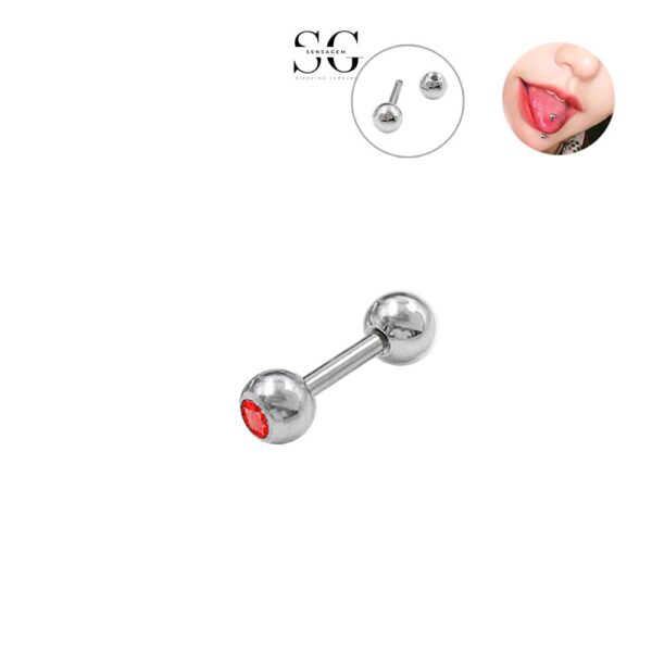 SG9003 G23 Titanium Zircon Earrings and Tongue Piercings – Stylish Hand-Polished F136 Jewelry - Image 5