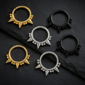 Sensagem SG3165 G23 Titanium Spiked Septum Clicker Ring