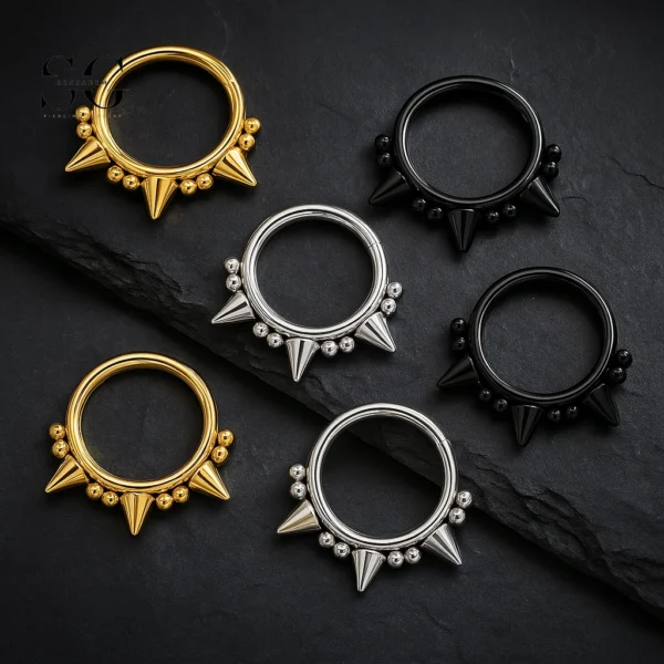Sensagem SG3165 G23 Titanium Spiked Septum Clicker Ring