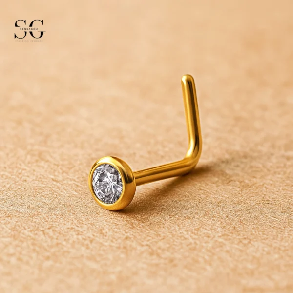 SGJT10 Titanium L-Shaped Eyebrow Bar with Zircon - Image 2