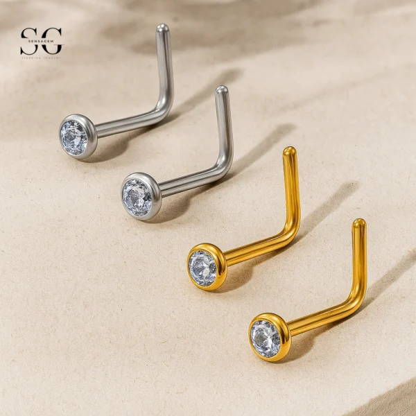 SGJT10 Titanium L-Shaped Eyebrow Bar with Zircon