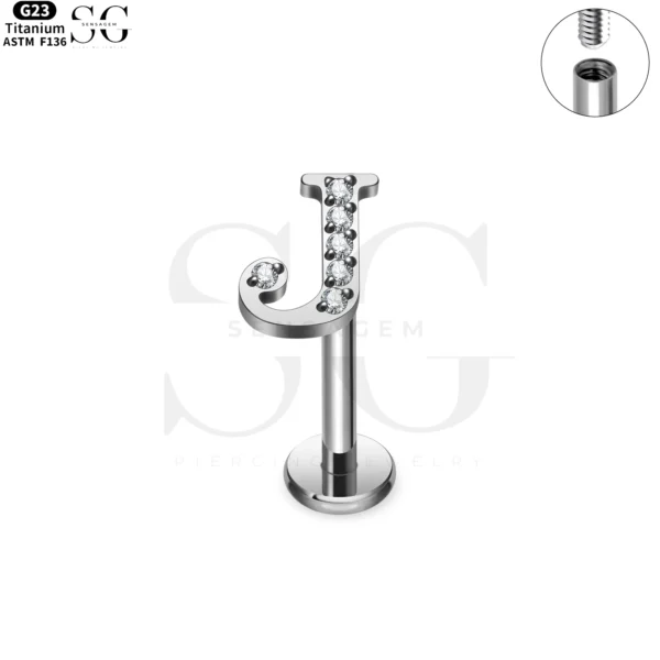 SG3096 G23 Titanium Letter Nose Rings with Zircon – Stylish Initial Piercing Jewelry - Image 11