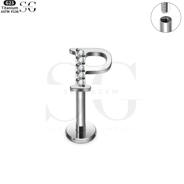 SG3096 G23 Titanium Letter Nose Rings with Zircon – Stylish Initial Piercing Jewelry - Image 17