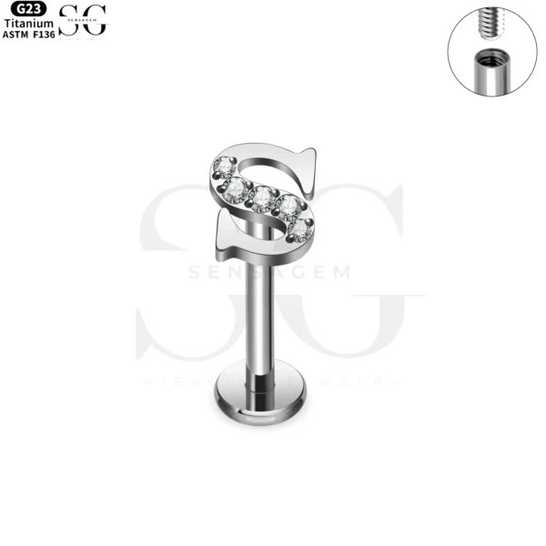 SG3096 G23 Titanium Letter Nose Rings with Zircon – Stylish Initial Piercing Jewelry - Image 20