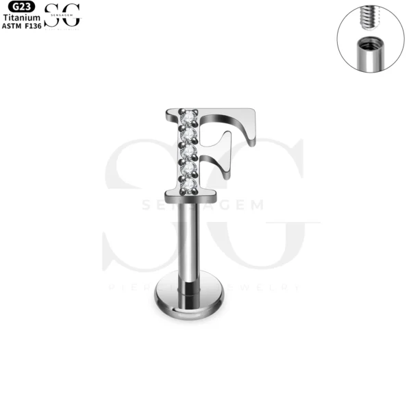 SG3096 G23 Titanium Letter Nose Rings with Zircon – Stylish Initial Piercing Jewelry - Image 8