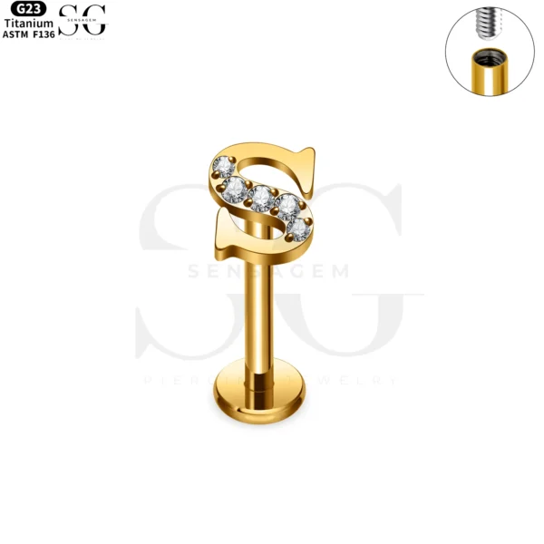 SG3096 G23 Titanium Letter Nose Rings with Zircon – Stylish Initial Piercing Jewelry - Image 47