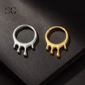 SG3010 ASTM-F136 TITANIUM DRIP Design Clicker-Jóias de piercing por atacado