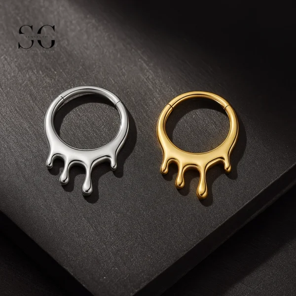 SG3010 ASTM-F136 Titanium Drip Design Clicker – Wholesale Piercing Jewelry