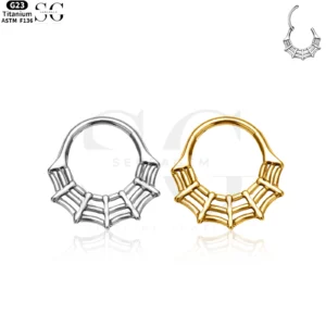 SG3012 ASTM-F136 Titanium Spider Web Septum Clicker – Wholesale Body Jewelry