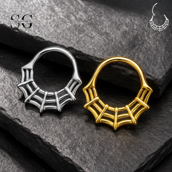 SG3012 ASTM-F136 Titanium Spider Web Septum Clicker – Wholesale Body Jewelry