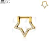 SG3016 G23 Titanium Star-Shaped Nose Ring with Crystals – Gold Piercing Jewelry - Image 2
