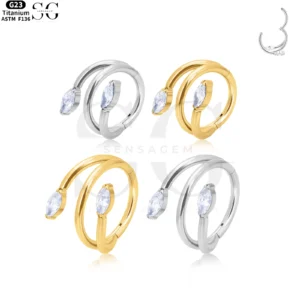 SG3018 G23 Titanium Double Spiral Nose Ring – Stylish Piercing Jewelry
