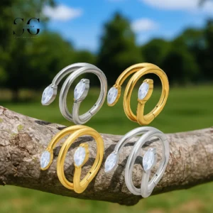 SG3018 G23 Titanium Double Spiral Nariz Ring - jóias de piercing elegante