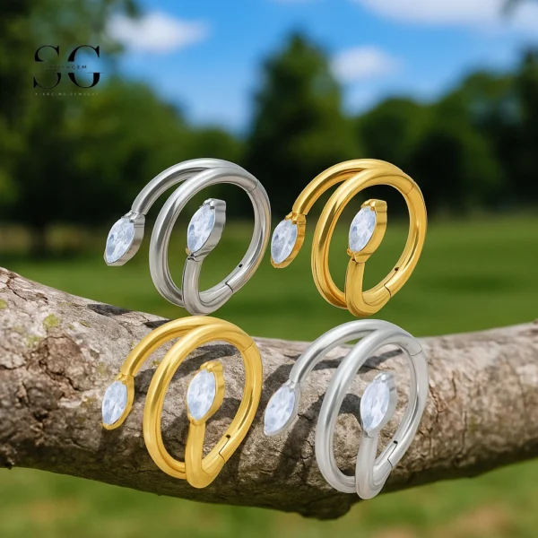 SG3018 G23 Titanium Double Spiral Nose Ring – Stylish Piercing Jewelry