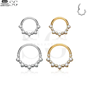 SG3011 G23 Titanium Crystal Crescent Nose Ring – Elegant Piercing Jewelry