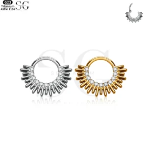 SG3022 G23 Titanium Radiant Crystal Nose Ring – Elegant Piercing Jewelry