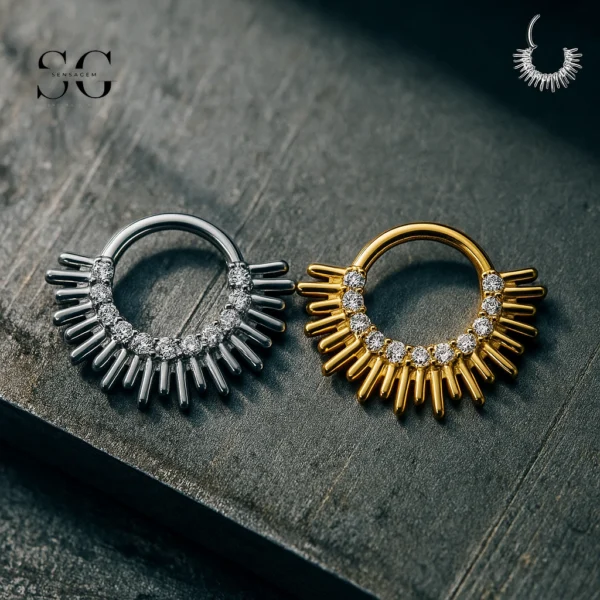 SG3022 G23 Titanium Radiant Crystal Nose Ring – Elegant Piercing Jewelry