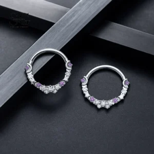 SG3025 G23 Titanium Crystal Moon and Star Nose Ring – Elegant Piercing Jewelry