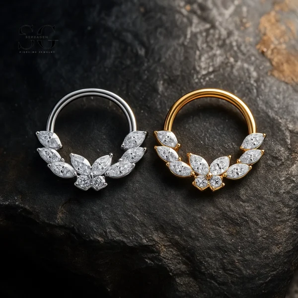 SG3027 G23 Titanium Butterfly Crystal Nose Ring – Elegant Piercing Jewelry