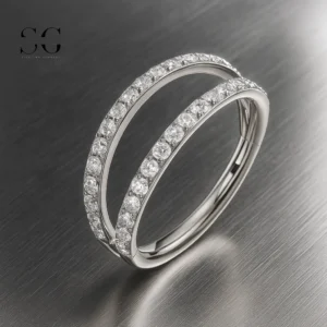 SG3029 G23 Titanium Crystal Double Band Nose Ring – Elegant Piercing Jewelry