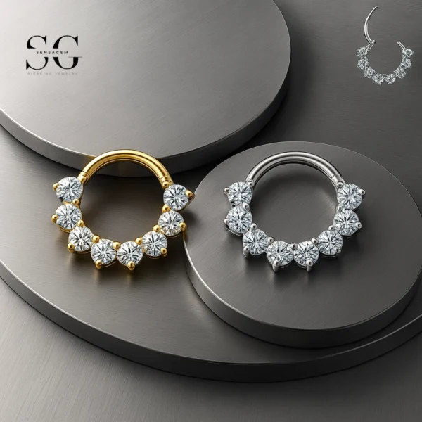 SG3031 G23 Titanium Crystal Crescent Nose Ring – Elegant Piercing Jewelry