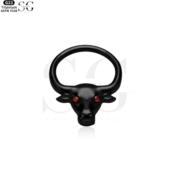 SG3033 G23 Titanium Bull Nose Ring – Unique Animal Piercing Jewelry - Image 3