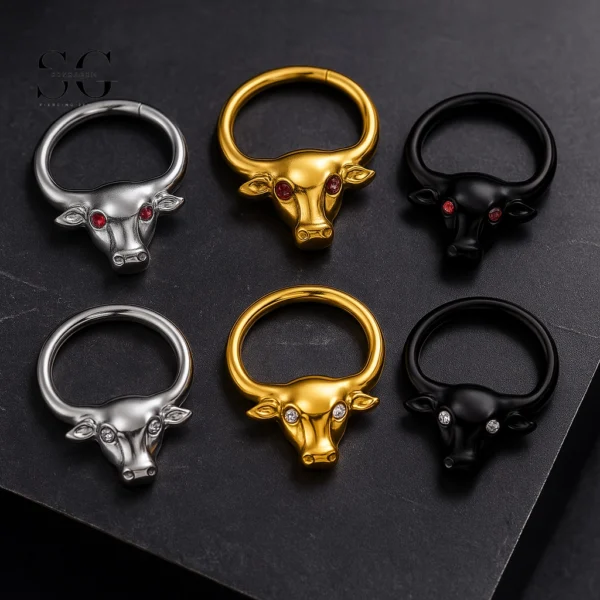 SG3033 G23 Titanium Bull Nose Ring – Unique Animal Piercing Jewelry