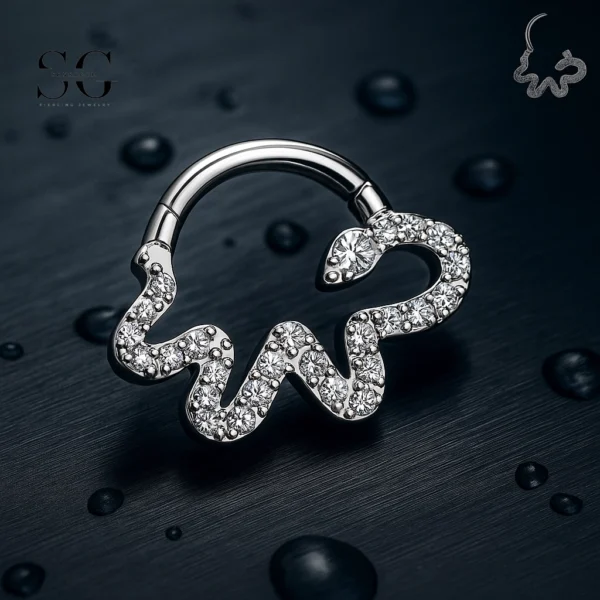 SG3036 G23 Titanium Crystal Snake Nose Ring – Unique Piercing Jewelry