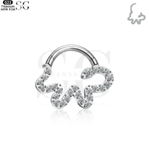 SG3036 G23 Titanium Crystal Snake Nose Ring – Unique Piercing Jewelry