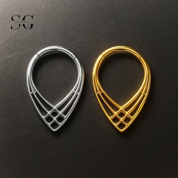 SG3037 G23 Titanium Geometric Teardrop Nose Ring – Elegant Piercing Jewelry