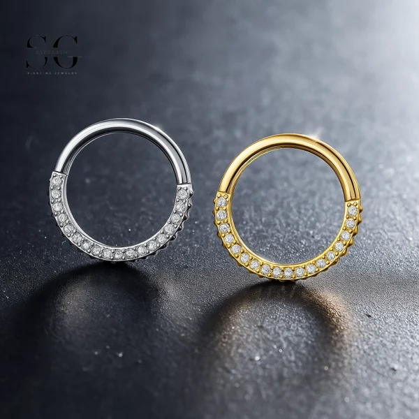 SG3038 G23 Titanium Crystal Hoop Nose Ring – Elegant Piercing Jewelry