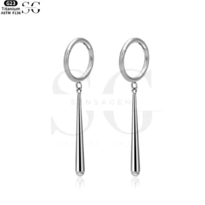 SG3042 G23 Titanium Teardrop Dangle Nose Ring – Unique Piercing Jewelry