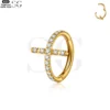 SG3046 G23 Titanium Crystal Cross Nose Ring – Elegant Piercing Jewelry - Image 2