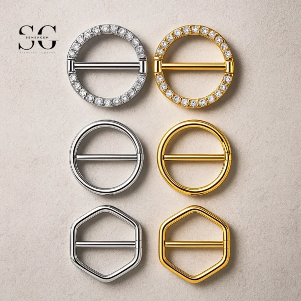 SG3047/SG3048 G23 Titanium Crystal-Studded Hoop Nose Ring – Elegant Piercing Jewelry